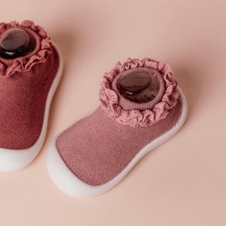 Dusty Pink Lace Sock Shoes