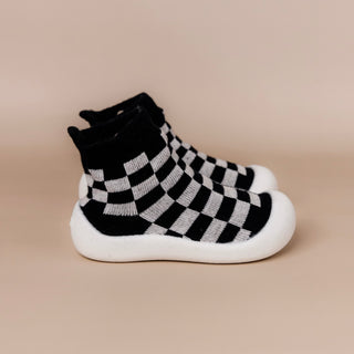 Checkered Black Sock Shoes