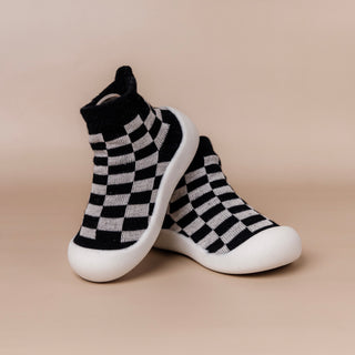 Checkered Black Sock Shoes