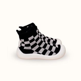 Black Checkered Sock Shoes