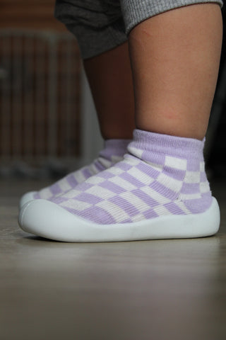 Checkered Lilac Sock Shoes