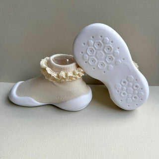 Cream Lace Sock Shoes