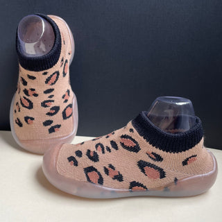 Brown Leopard Print Sock Shoes