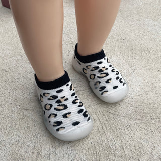 White Leopard Print Sock Shoes