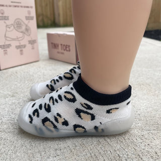 White Leopard Print Sock Shoes